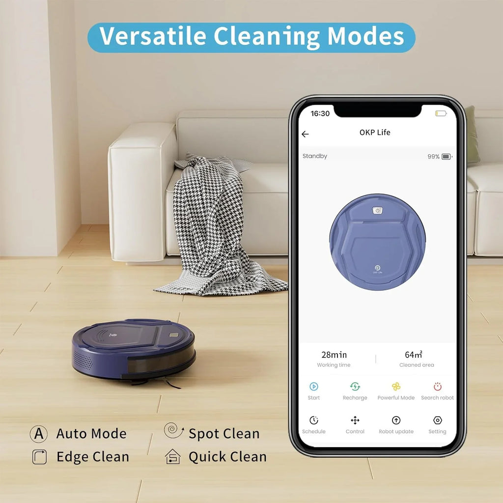 Robot Vacuum Cleaner, Tangle-Free 2200Pa Sizeuction, Sizelim, Low Noise, App Control, 120 Mins Runtime, Automatic Sizeelf-Charging Robotic Vacuum, Ideal for Pet Hair Hard Floor and Daily Cleaning