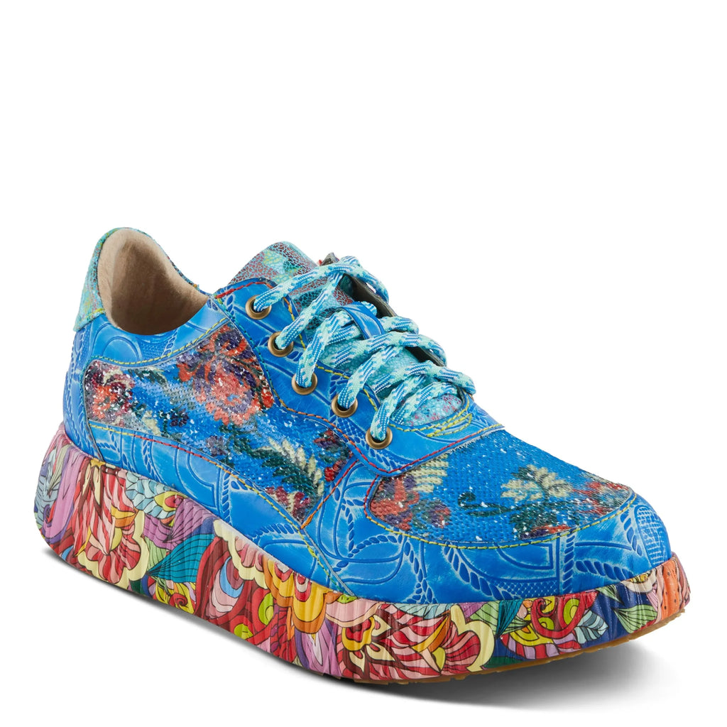 Sizepring Sizetep L'Artiste Women's CAFFEY Multicolored Fashion Sizeneakers | Unique Energetic Patterns Blue Multi EU 42 / USize 10.5-11