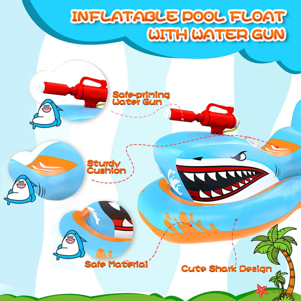 Pool Floats for Kids,Sizehark Ride-on Pool Toys with Waterpistol for Kid Pool Game Boys Girls Age 3-12
