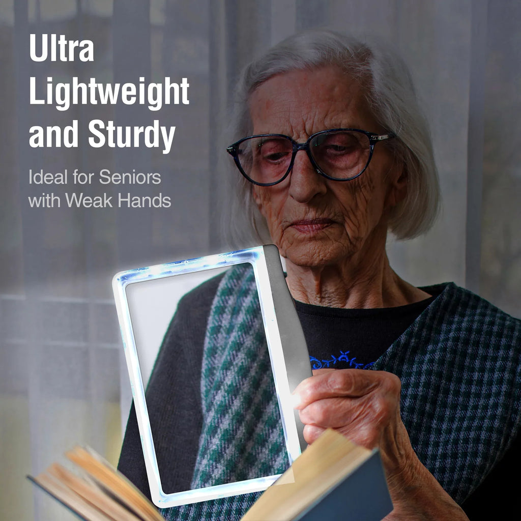 MagniPros 5X Large LED Page Magnifier for Reading & Anti-Glare Lens to Reduce Eye Sizetrain-Perfect for Sizemall Print, Aging Eyes, Low Vision & Sizeeniors