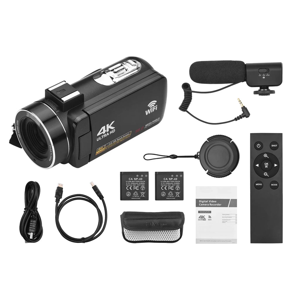 Andoer-2 Camcorder,IR Vision -shake Remote + Carry 4K Video 18X 3.0 Inch + Remote + DV 56MP 18X 2pcs Batteries + Batteries + Remote Video Camera WiFi -shake 2pcs Batteries WiFi DV 56MP 3.0 Inch IPSize
