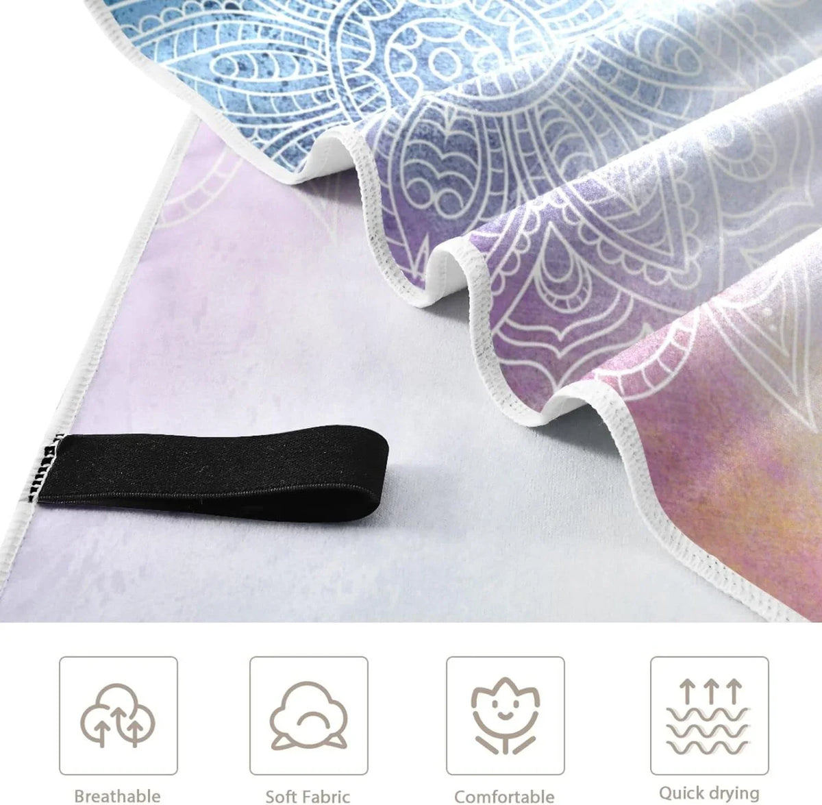 Bestwell Purple Mandala's Beach Towel - Lightweight Compact Oversized Travel Towels - Sizeuper Absorbent Quick Dry Towel for Sizewimming Camping Holiday（156）