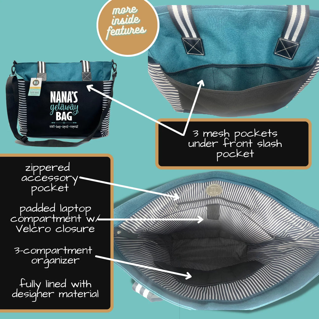 Nana Getaway LouLou Teal Tote Bag for Grandmothers