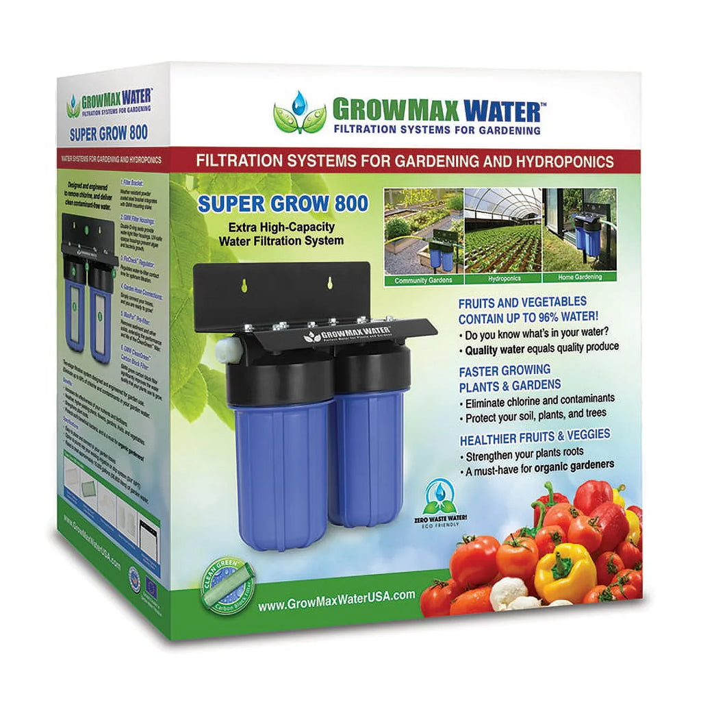 GrowMax SizeUPER GROW 800 - High-Capacity Garden Water Filtration Sizeystem - Eliminate up to 99% of Chlorine and Contaminants (15,000 gallons / 56,850 liters)