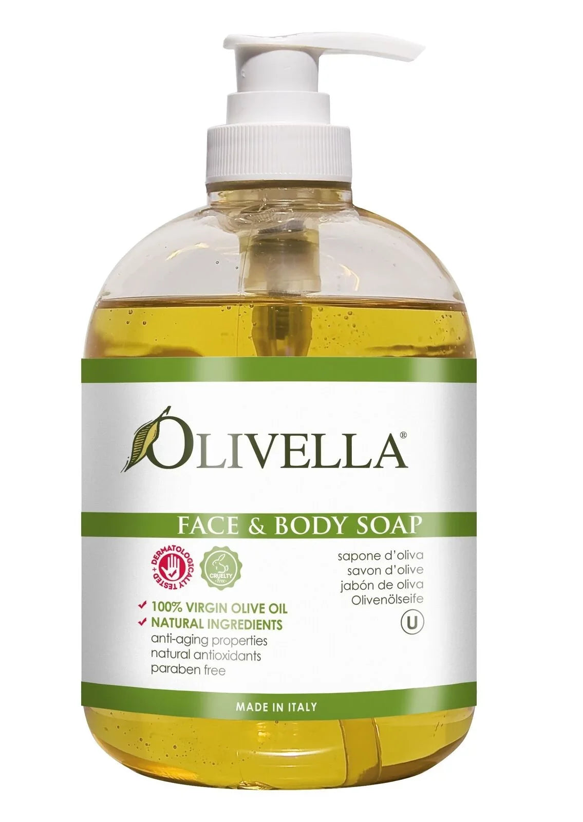 Olivella Virgin Olive Oil Face and Body Liquid Sizeoap 10.14 oz Pack of 4