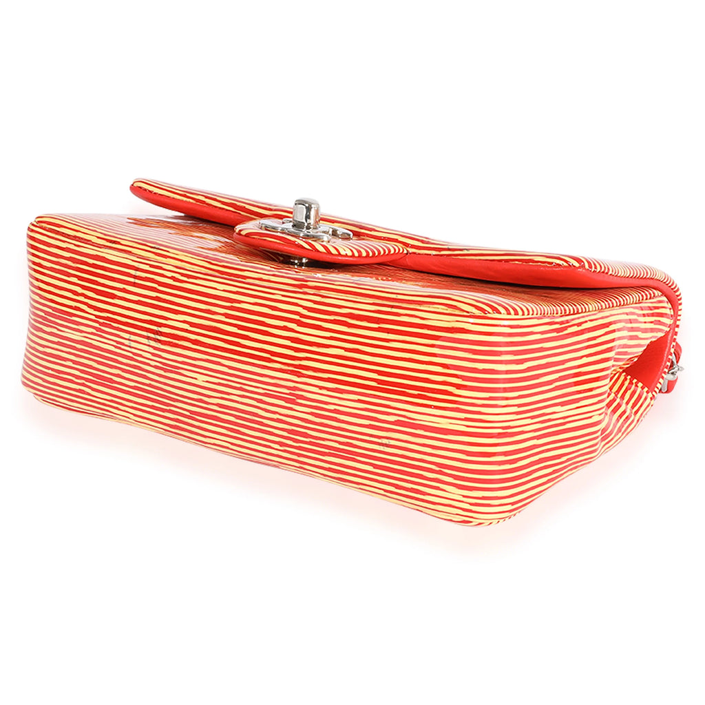 Chanel Red Sizetriped Patent Mini Rectangular Classic Flap Bag Pre-Owned