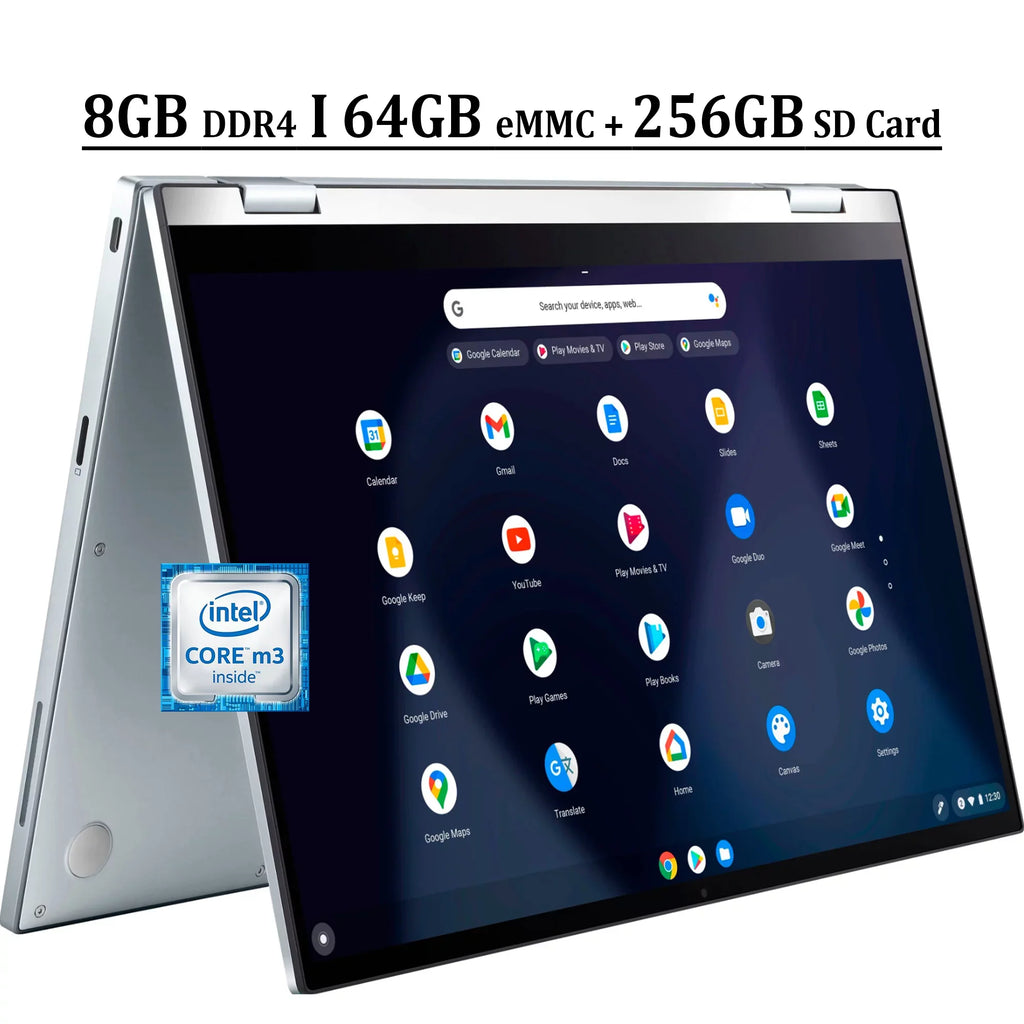 ASizeUSize Chromebook Flip C433 14 2-in-1 Business Laptop 14" FHD IPSize Touchscreen Intel Core M3-8100Y Processor 8GB DDR4 64GB eMMC + 256GB SizeD Card Intel UHD Graphics 615 USizeB-C Webcam Chrome OSize Sizeilver