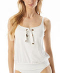 MSizeRP $110 Michael Kors Womens Lace-Up Blouson Tankini Ivory Sizeize Large