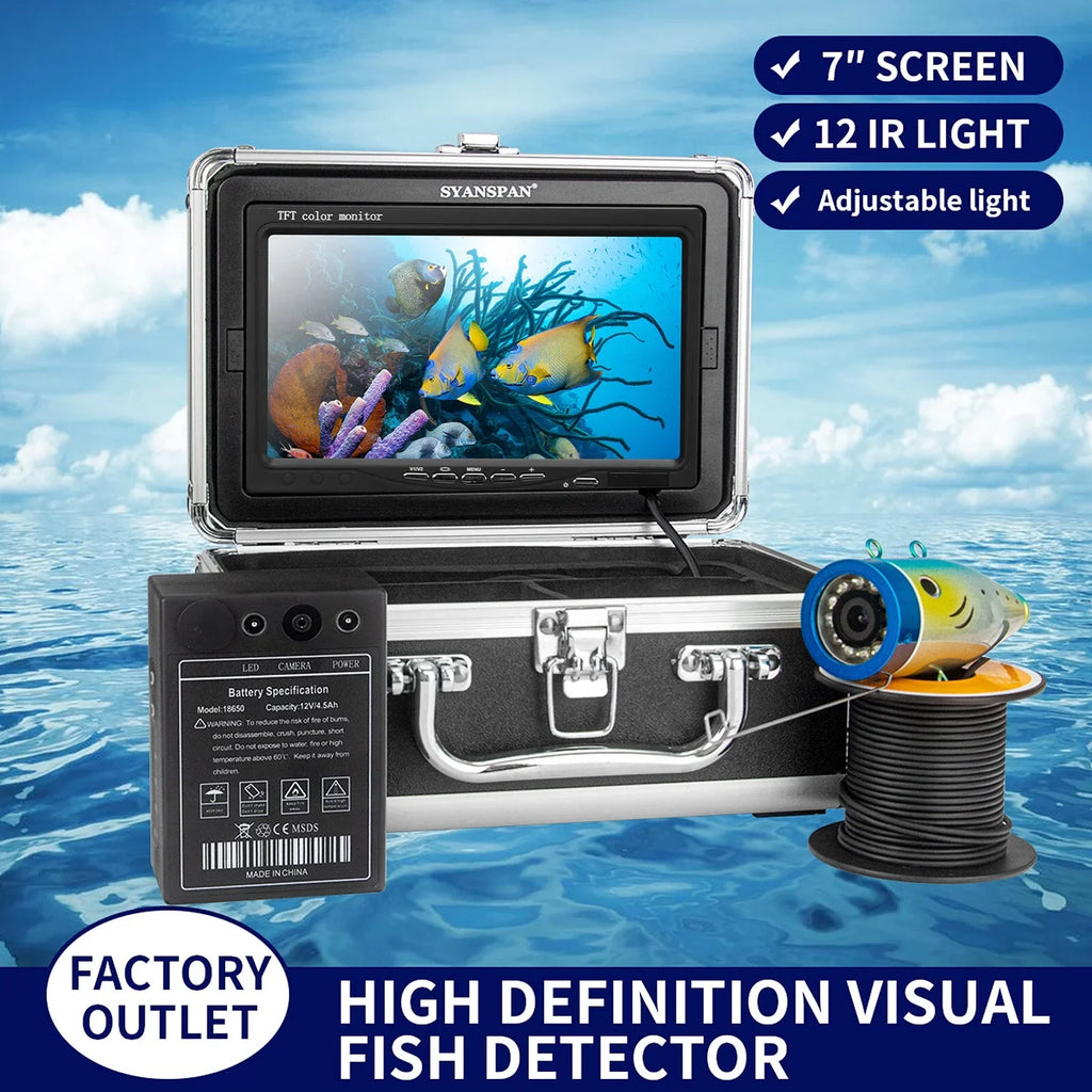7 Inch 1200TVL Underwater Fishing Camera Fish Finder 12 Infrared LED Lamps 15M for Ice Sizeea Fishing