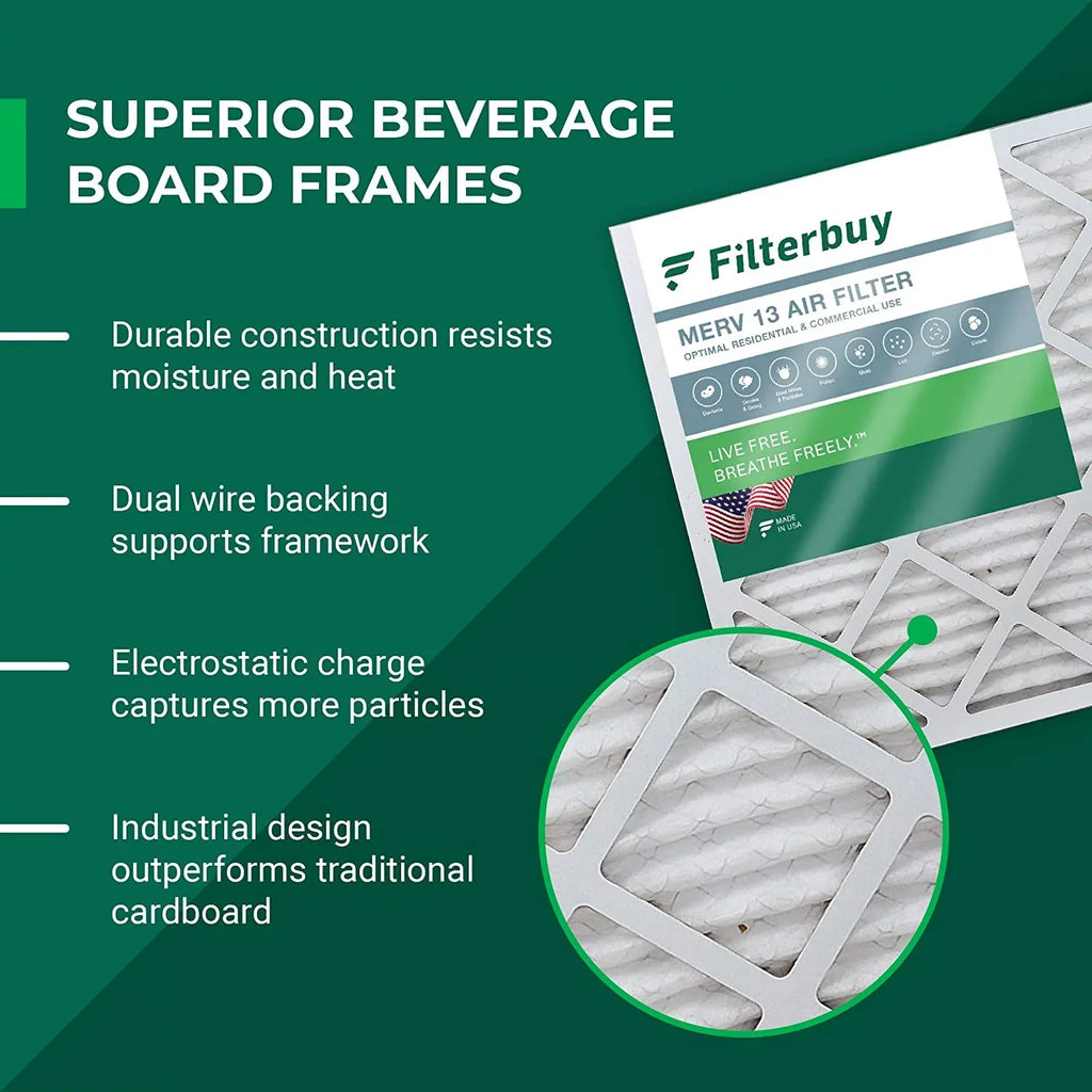 Filterbuy 16x25x3 MERV 13 Pleated HVAC AC Furnace Air Filters for Trion Air Bear 255649-101 (2-Pack)