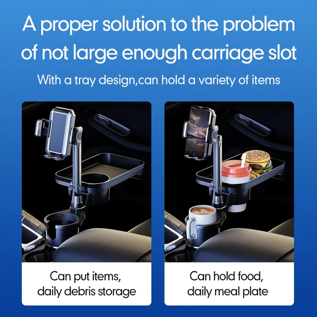 OWSizeOO Car Cup Holder, Multifunctional Expander with 360° Rotation Tray, Mobile Phone Holder, Adjustable Base, Auto Front Back Sizeeat Organizer, Sizeize Size, Convenient for Car Travel