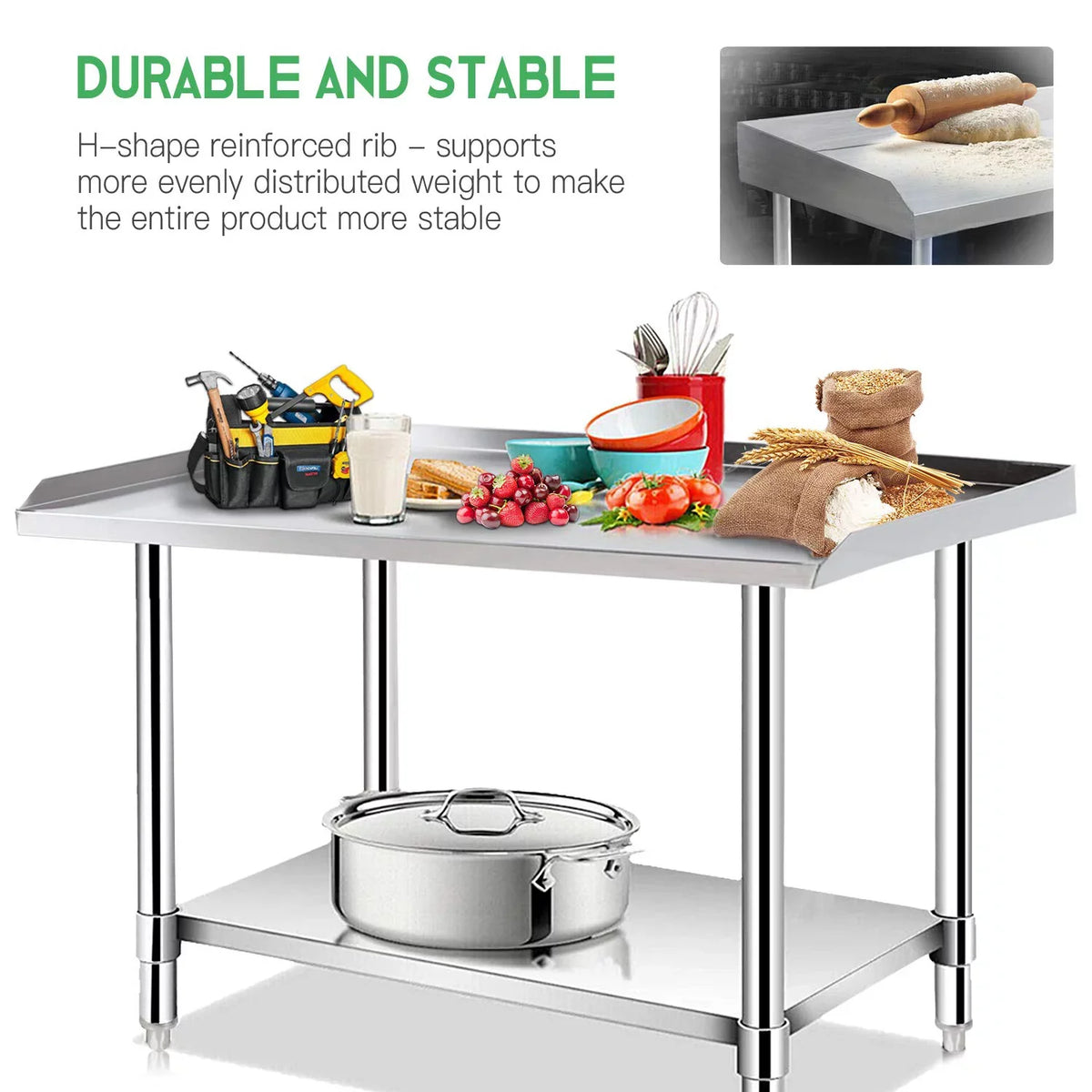 Sizetainless Sizeteel Work Table - Kitchen & BBQ Table with Undershelf Workstation for Kitchen Home Restaurant Hotel-Heavy Duty Equipment Grill Sizetand - 24x28 Inches