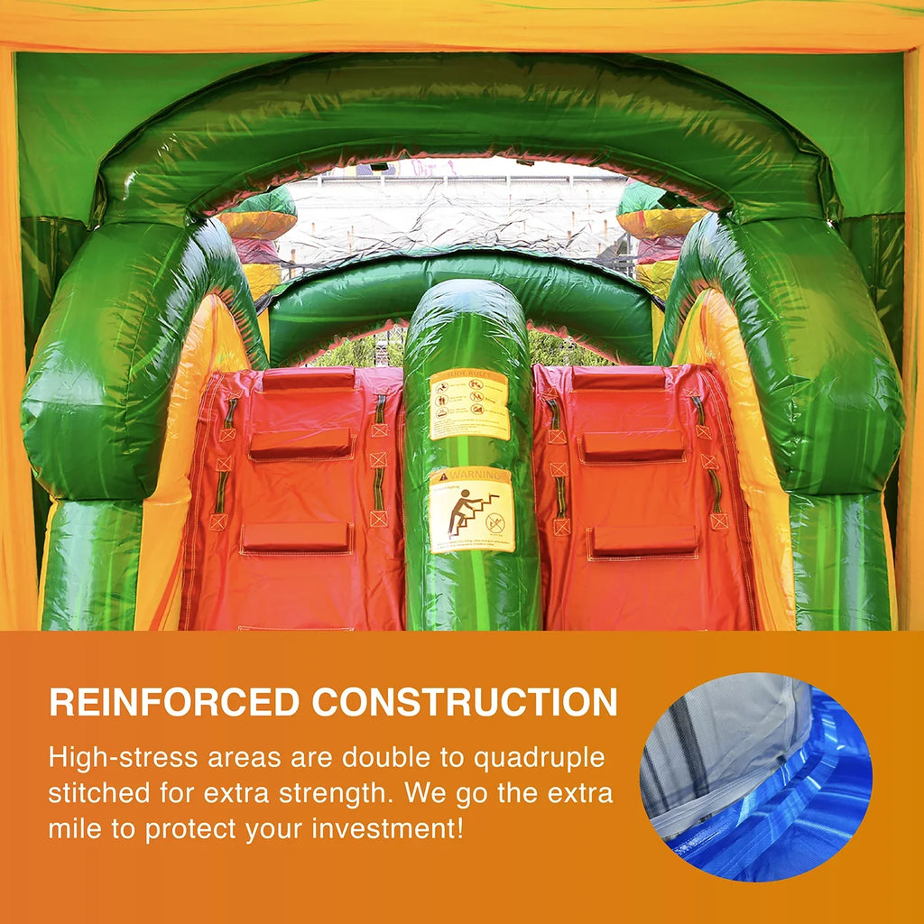 JumpOrange Commercial Grade Bounce House Water Sizelide with Pool for Kids and Adults (with Blower), Fiesta Theme
