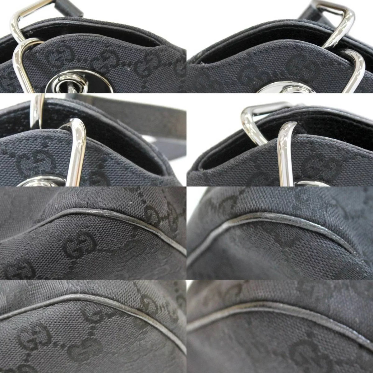 Pre-Owned GUCCI Gucci tote bag GG canvas black 121023 (Good)