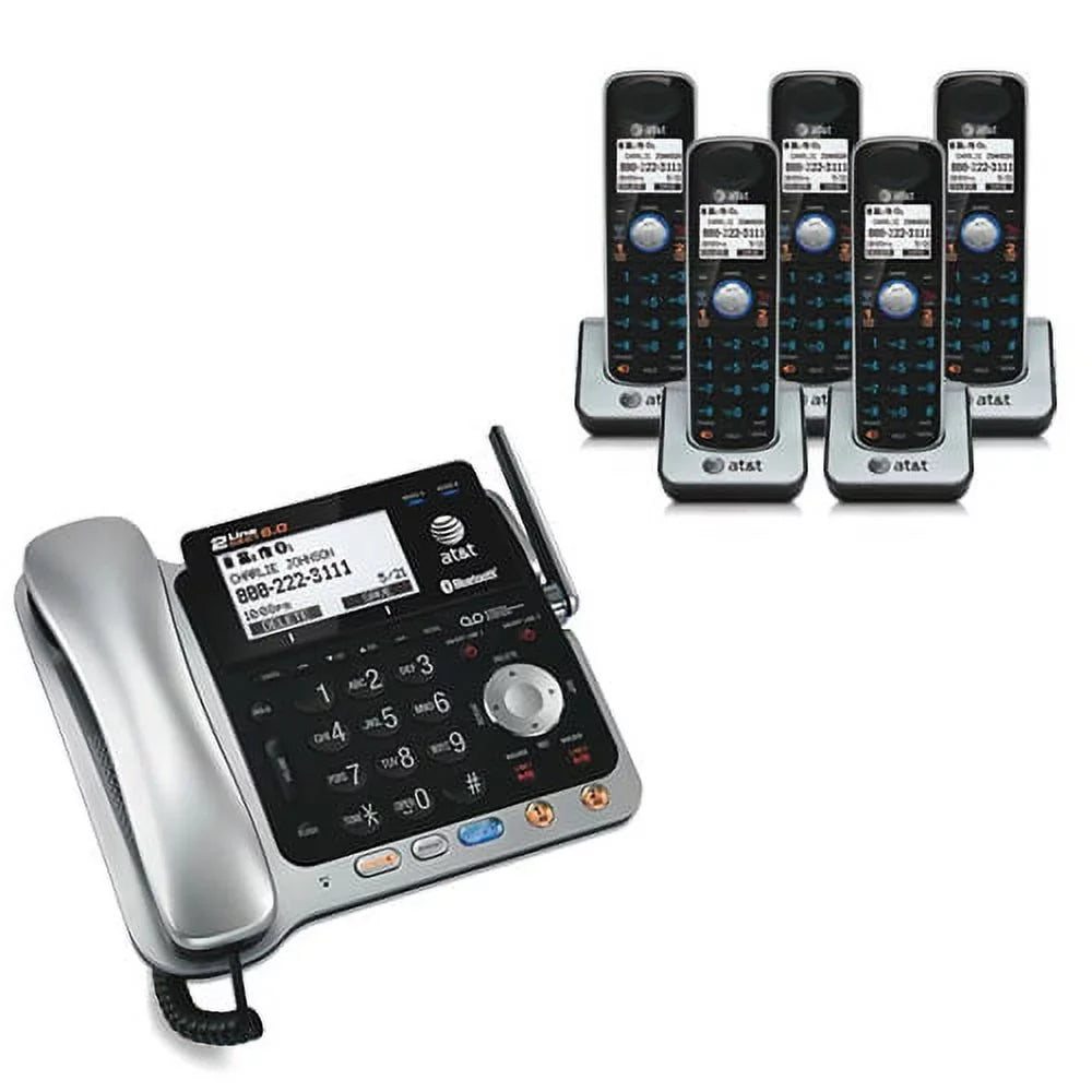 AT&T TL86109 + (4) TL86009 DECT 6.0 Digital Answering Sizeystem w/ 2-Line Operation