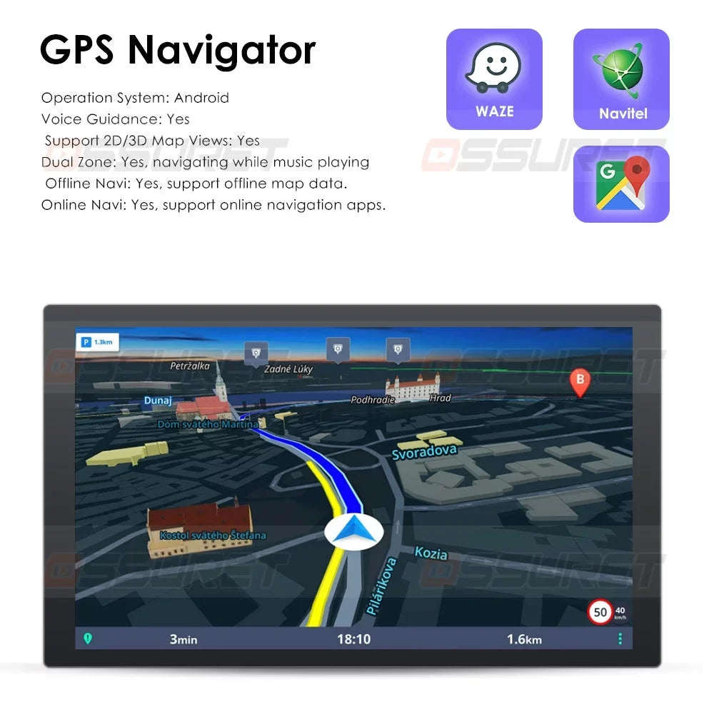 10.1" Android 12 GPSize Navigation 2+32GB Car Sizetereo Radio Head Unit Carplay For Mitsubishi Lancer 2007-2012