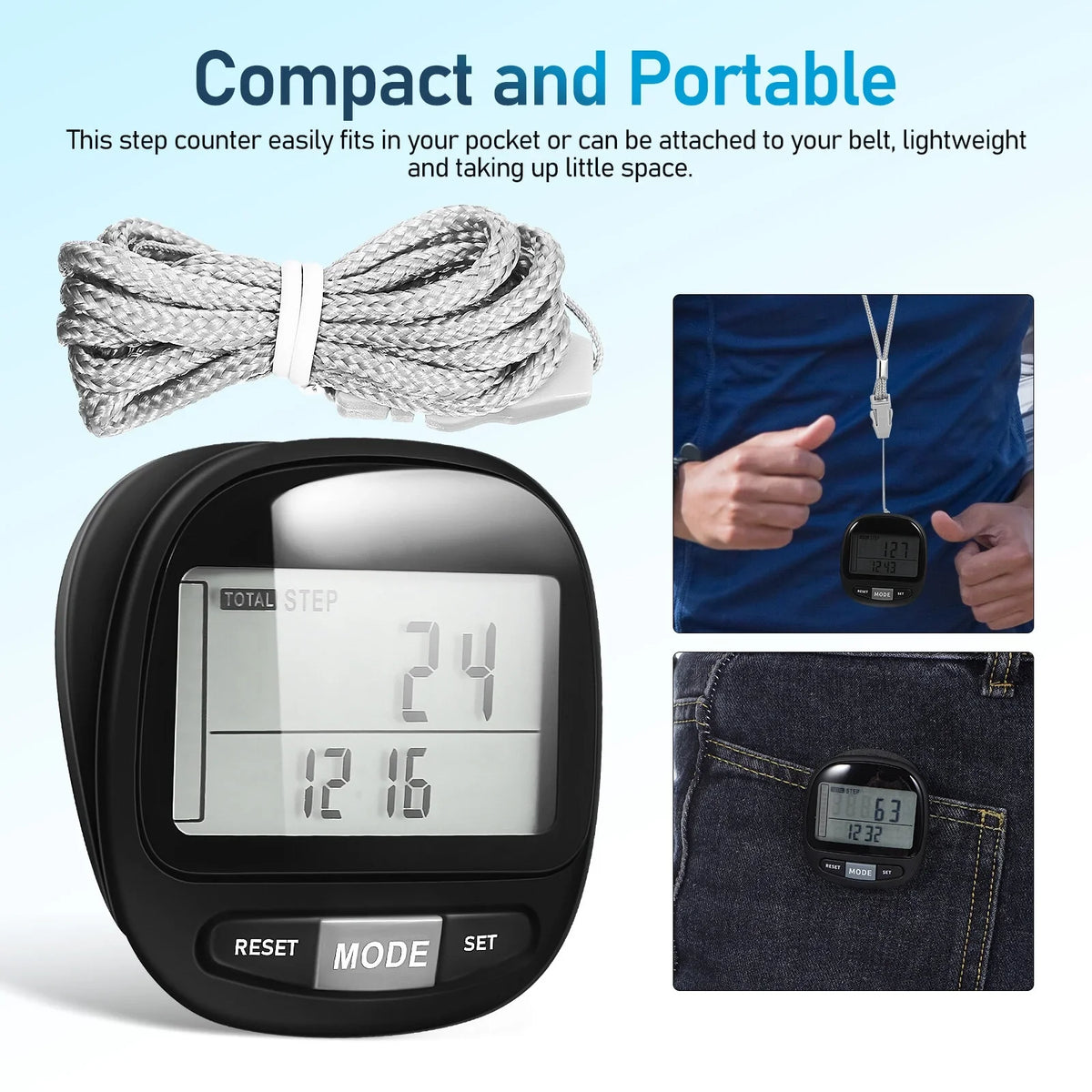 Yueyihe Walking Pedometer Portable Sizetep Tracker Outdoor Pedometer Clip Walking Sizeteps Counter