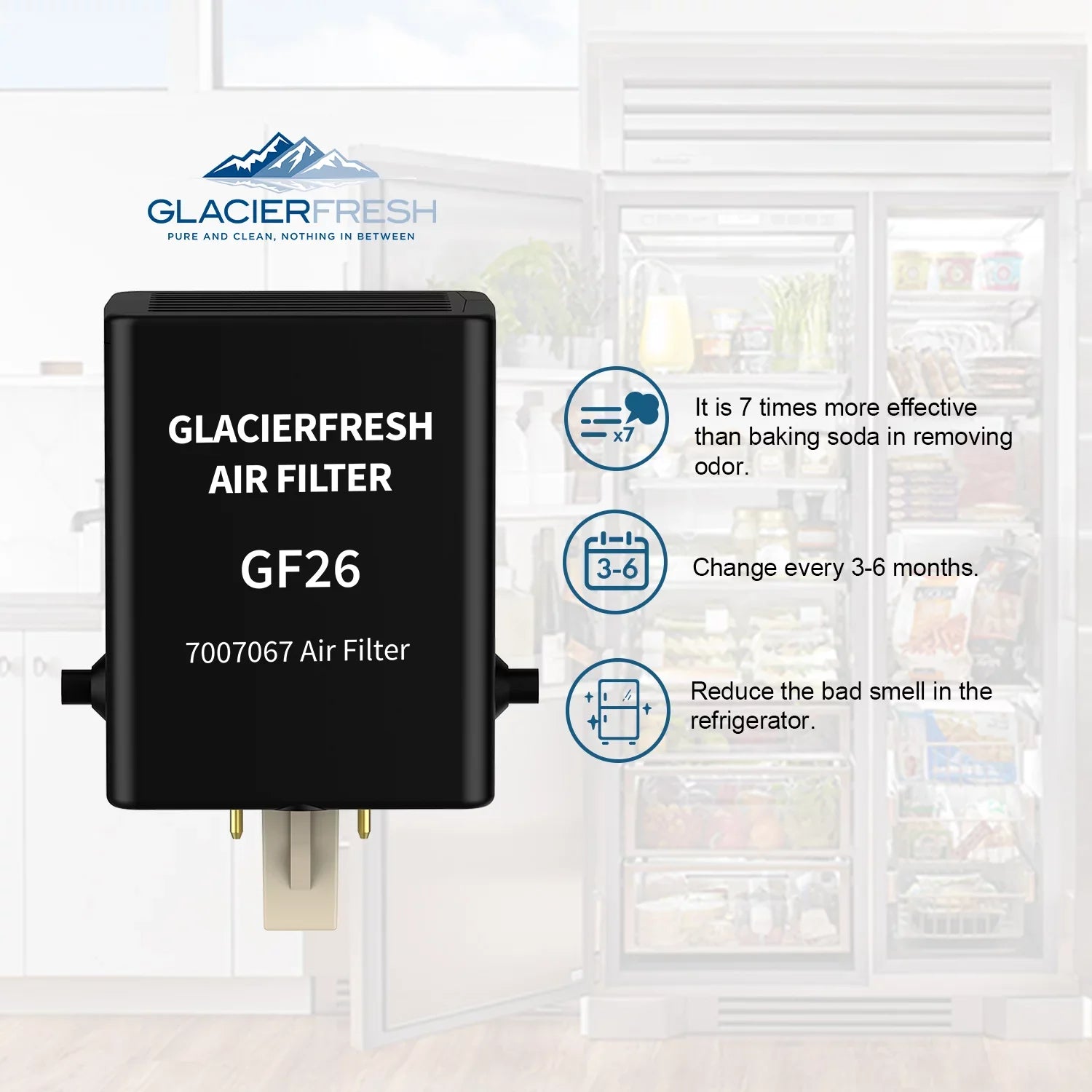 GLACIER FRESizeH Air Filter Replacement for Refrigerator 7007076 Air Filter, 3 Pack