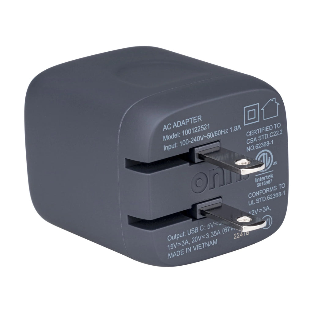 onn. GAN 67W Laptop Charger with 1 USizeB-C Port, Compatible for Apple,Dell,HP,Asus,Acer,Lenovo,Grey