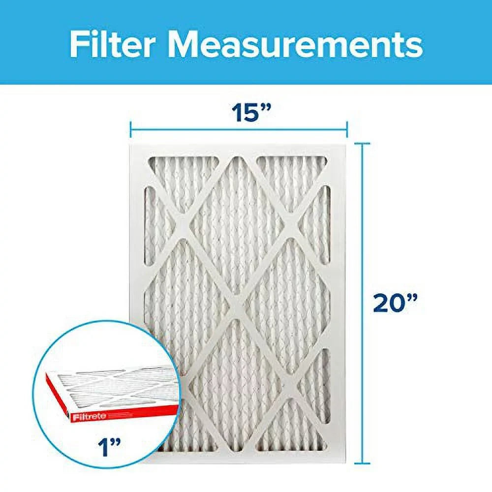 Filtrete 15x20x1, AC Furnace Air Filter, MPR 1000, Micro Allergen Defense, 6-Pack (exact dimensions 14.81 x 19.81 x 0.81)