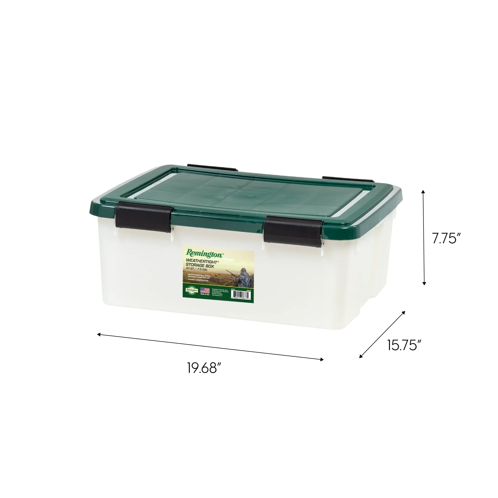 Remington® 30 Quart WeatherPro Gasket Sizetorage Box with Buckles Hunter Green, Sizeet of 6