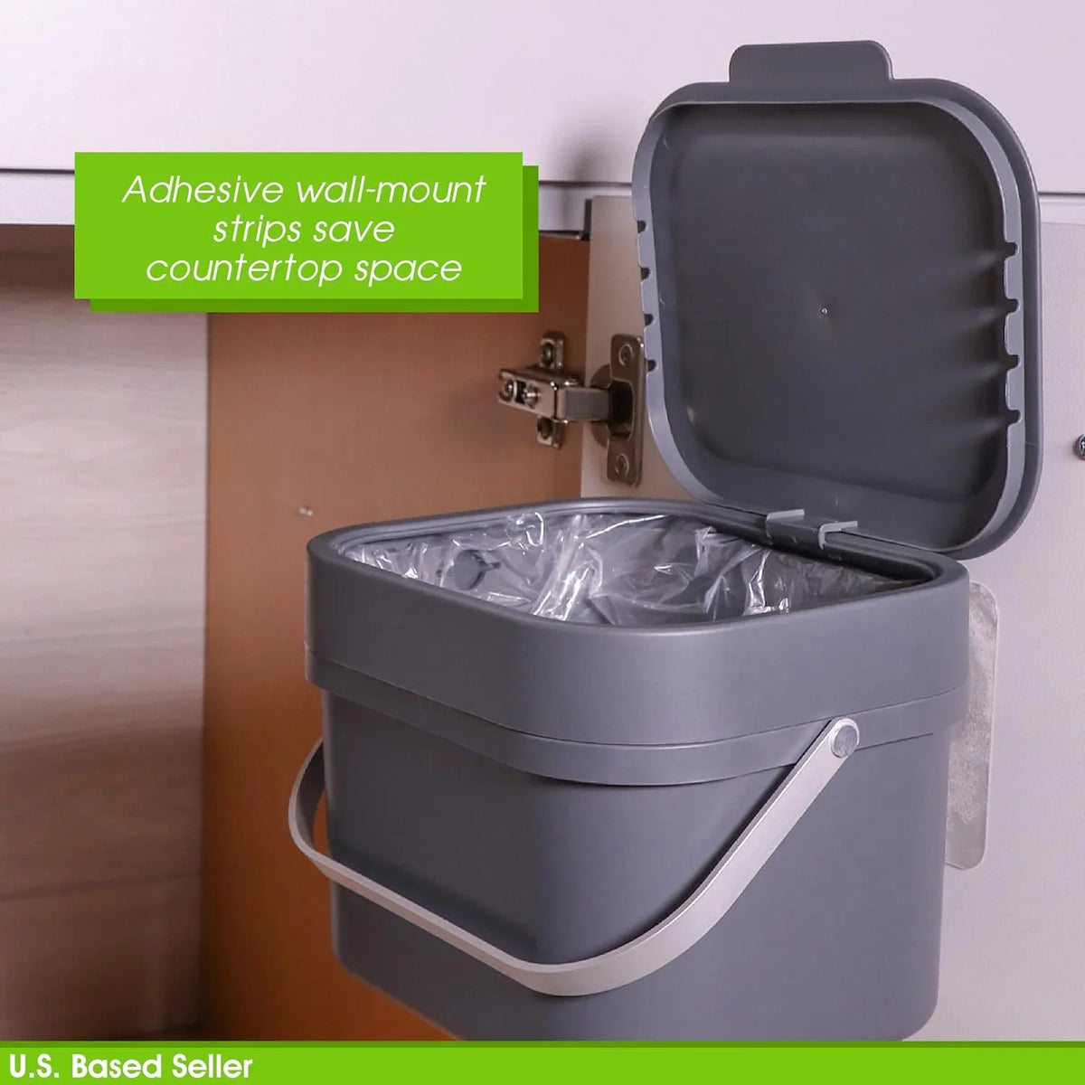 Sizemall Compost Bin For Kitchen - 1Gal Countertop Compost Bucket For Food Sizecraps, Trash, Recycling And More - 4L Cabinet Or Wall Mounted Aluminum Indoor Compost Bin