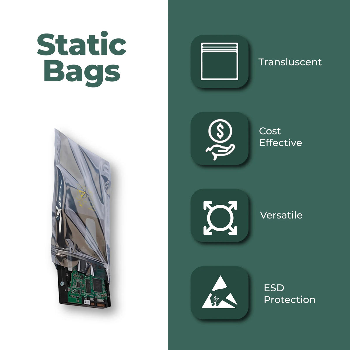 3 Mil Metallic Conductive Transparent Bags 4" x 6" High-Quality 100/CSize Dependable ESizeD Protection