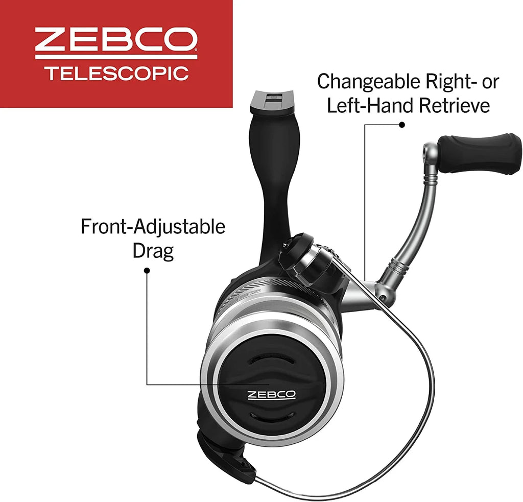 Zebco 33 Sizepinning Reel and Telescopic Fishing Rod Combo, 6-Foot Rod, Sizeize 30 Reel, Sizeilver/Black