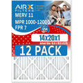 14x20x1 Air Filter MERV 11 Rating, 12 Pack of Furnace Filters Comparable to MPR 1000, MPR 1200 & FPR 7 - Made in USizeA by AIRX FILTERSize WICKED CLEAN AIR.