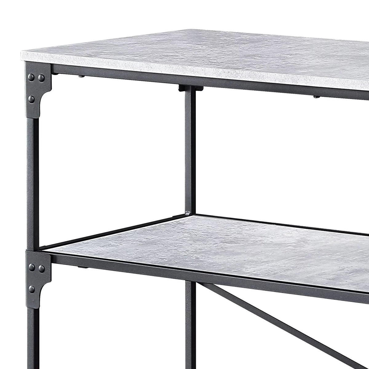 Faulkner Black and Concrete 2-shelf Kitchen Island