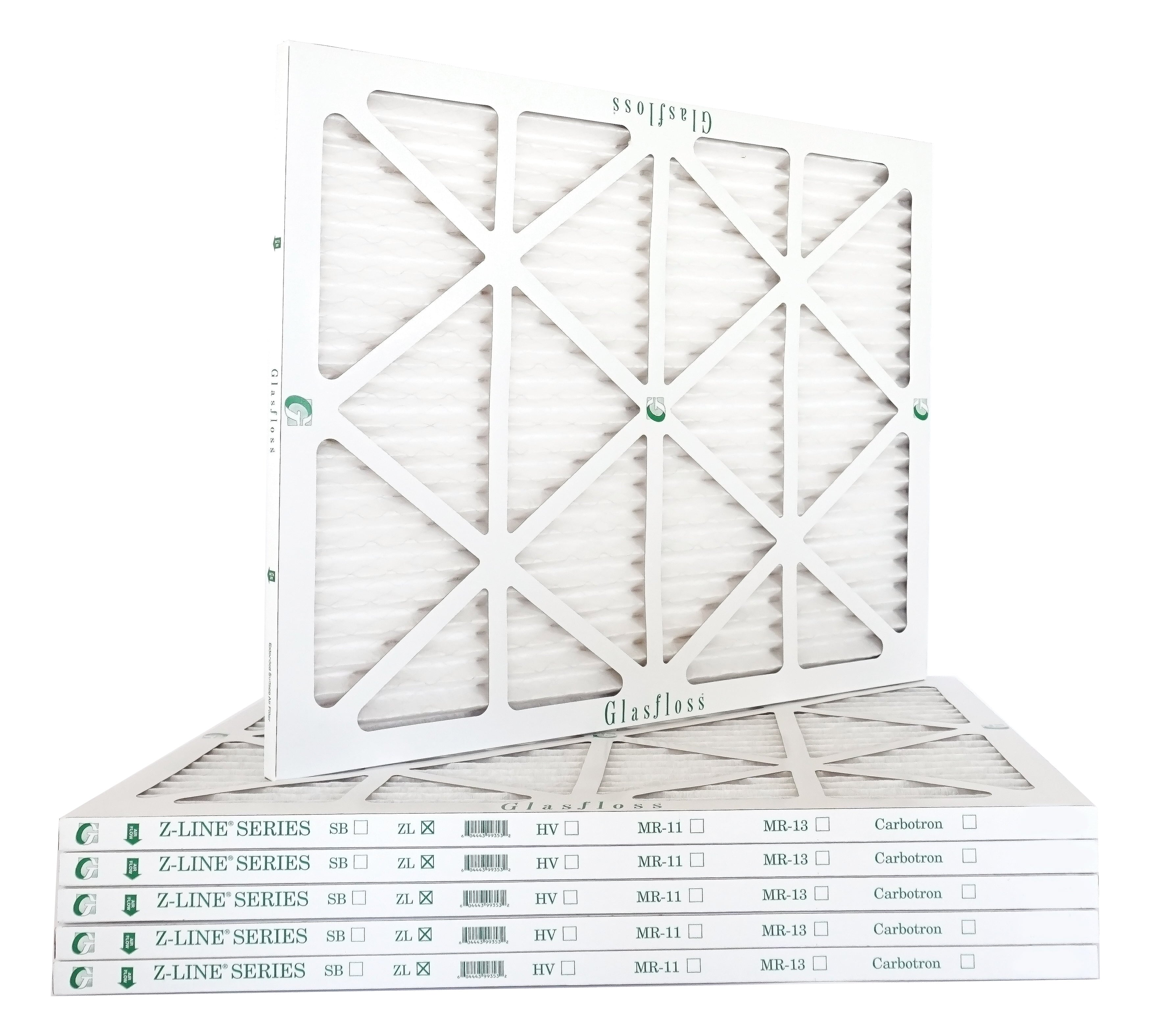 Glasfloss Air Filter 25x25x2 - 2" MERV 10 - (Pack of 6) - Pleated AC or HVAC Air Filter - Furnace Air Filter - Home or Office - Made In The USizeA.