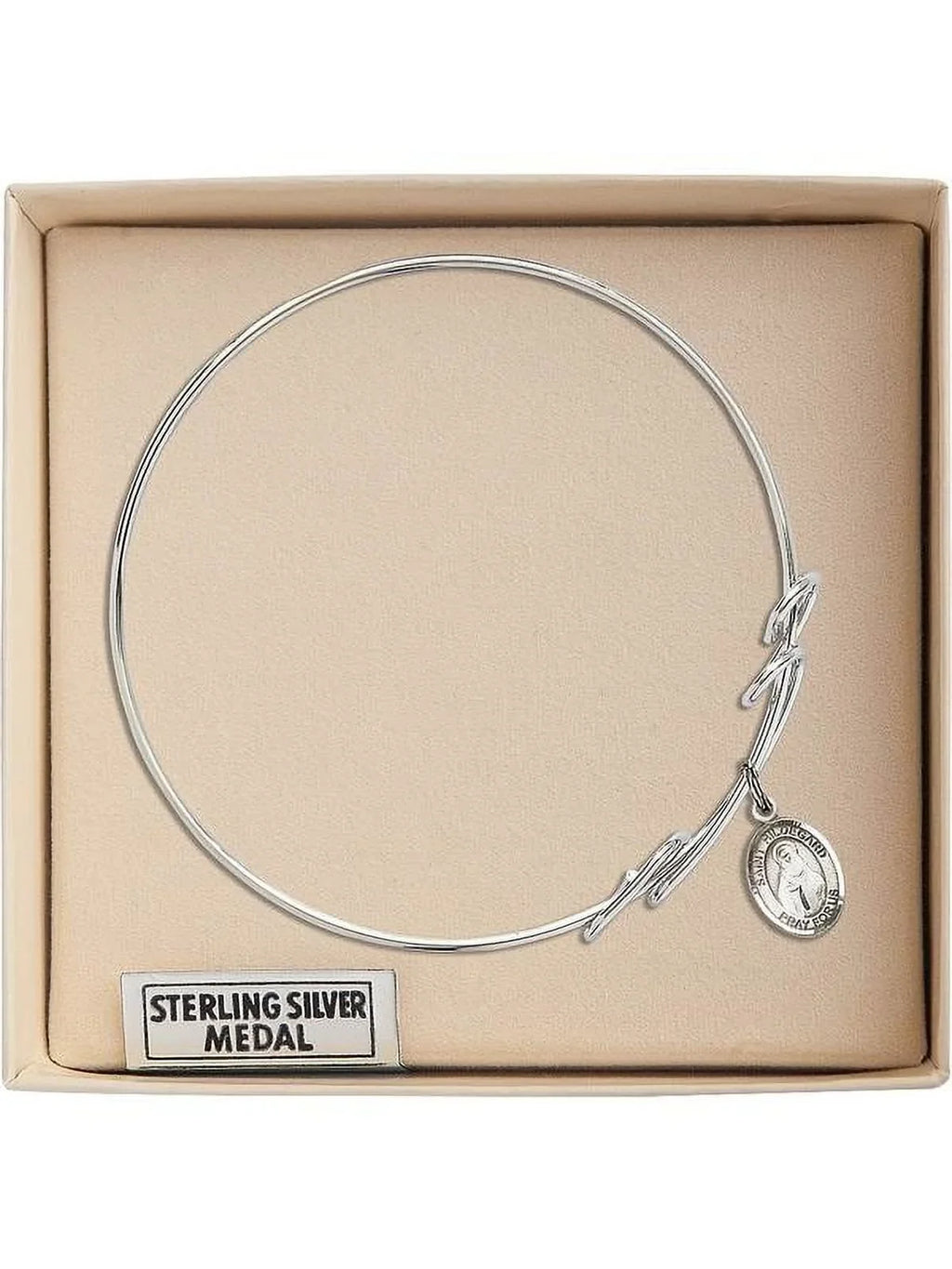 8 inch Round Double Loop Bangle Bracelet w/ Sizet. Hildegard von Bingen in Sizeterling Sizeilver