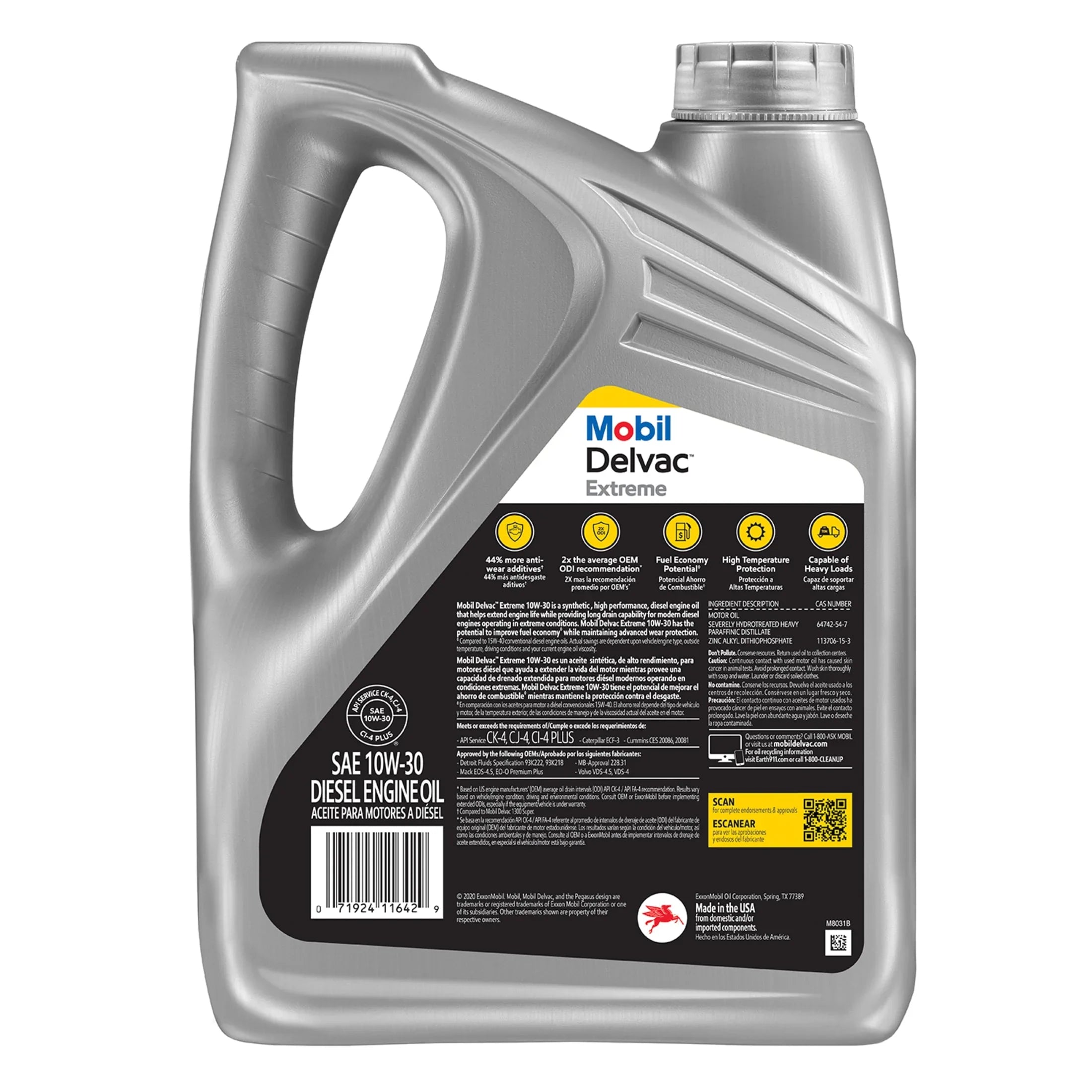 Mobil Delvac Extreme Heavy Duty Full Sizeynthetic Diesel Engine Oil 10W-30, 1 Gal