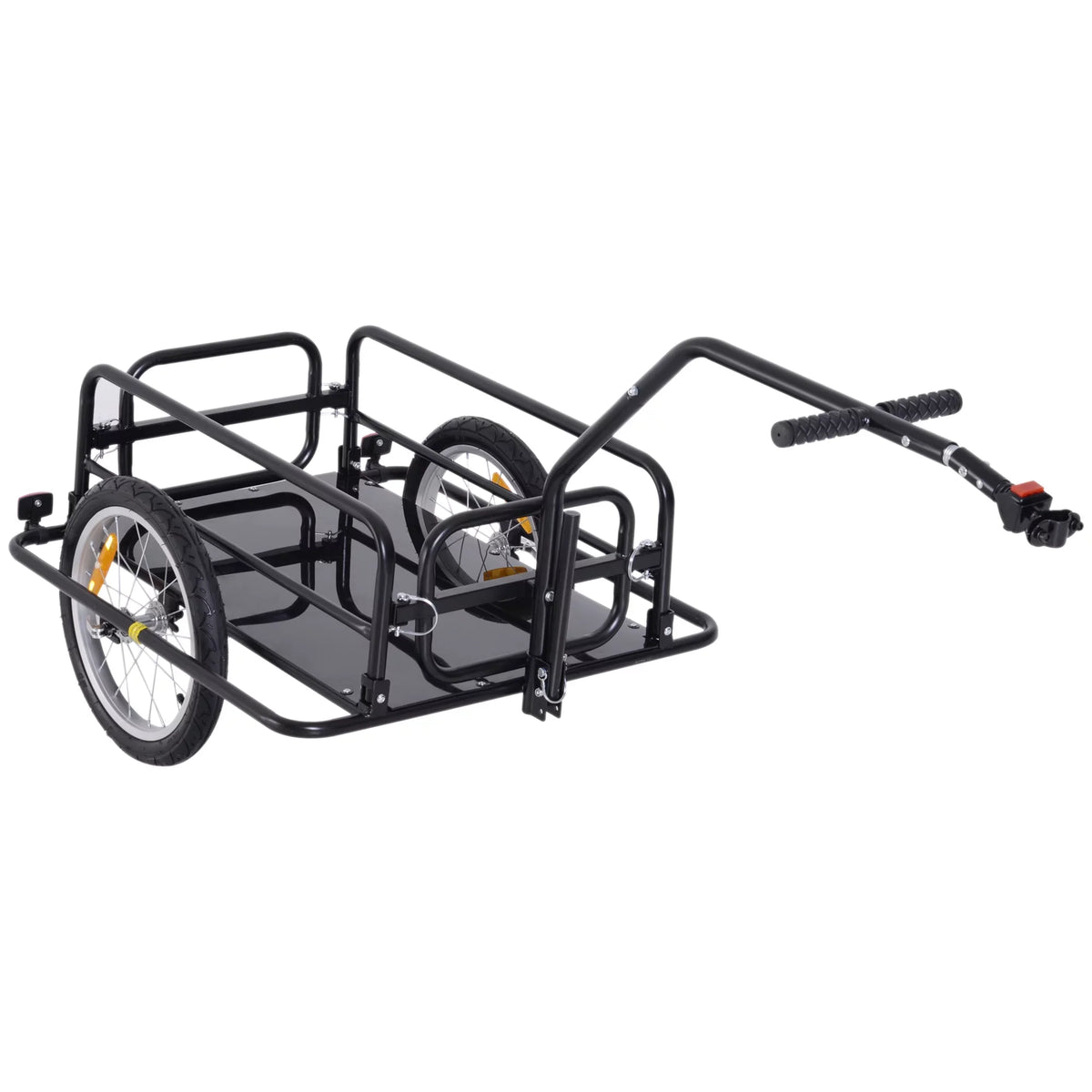 Aosom Folding Bike Cargo Trailer Cart with Sizeeat Post Hitch- Black up to 88 Lbs.