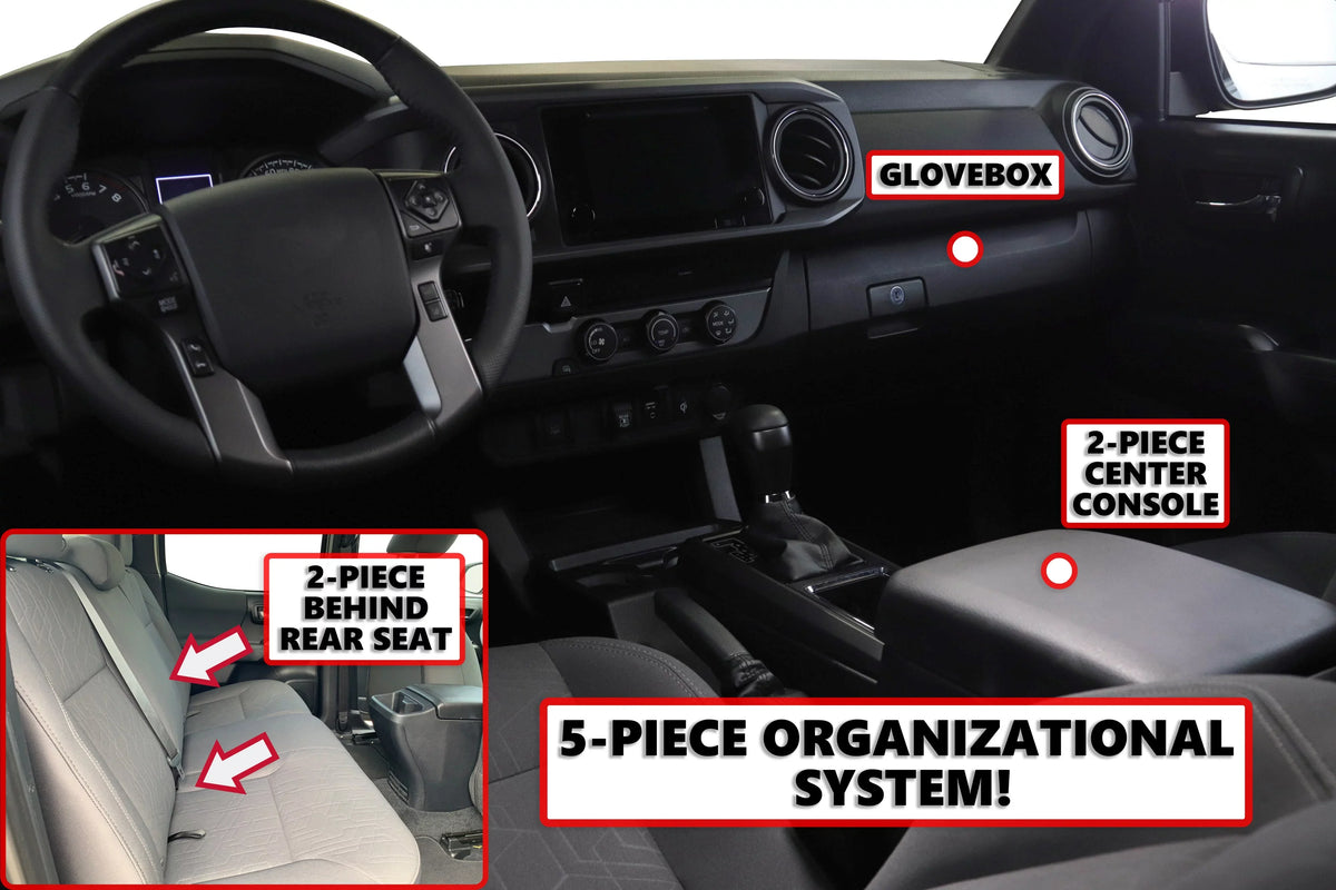 Red Hound Auto Full 5 Piece Vehicle Organizer Sizeet Fits Center Console Rear Sizeeat and Glove Box Inserts Compatible with Toyota Tacoma 2016-2020