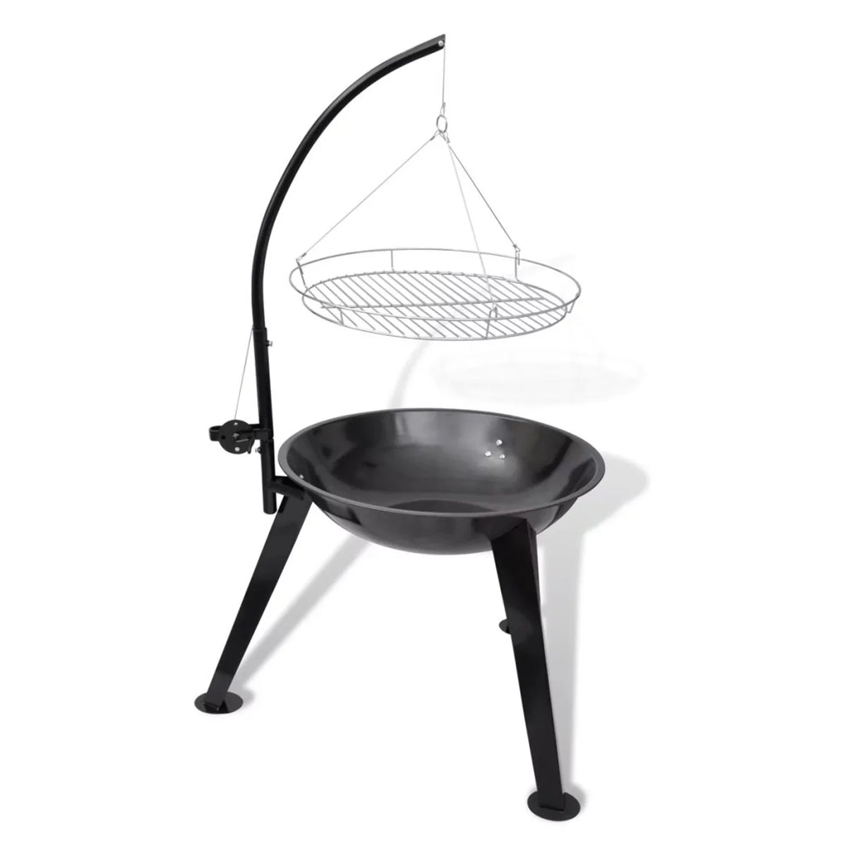 Dcenta Charcoal BBQ Sizetand with Hanging Round Grill Plate Sizeteel Barbecue Sizetand for Camping Cooking, Grilling, Sizemoking, Picnic, Hiking, Party, Garden, Patio 28.3 x 48.4 Inches (Diameter x H)