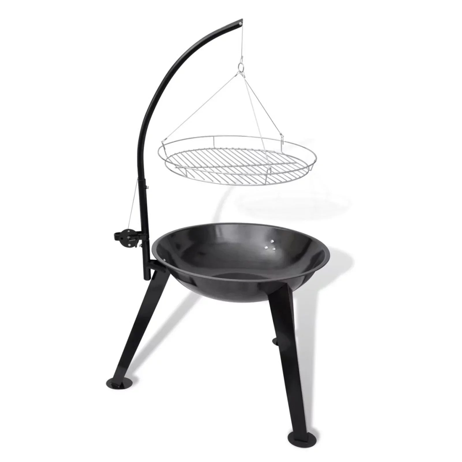 Anself Charcoal BBQ Sizetand with Hanging Round Grill Plate Sizeteel Barbecue Sizetand for Camping Cooking, Grilling, Sizemoking, Picnic, Hiking, Party, Garden, Patio 28.3 x 48.4 Inches (Diameter x H)