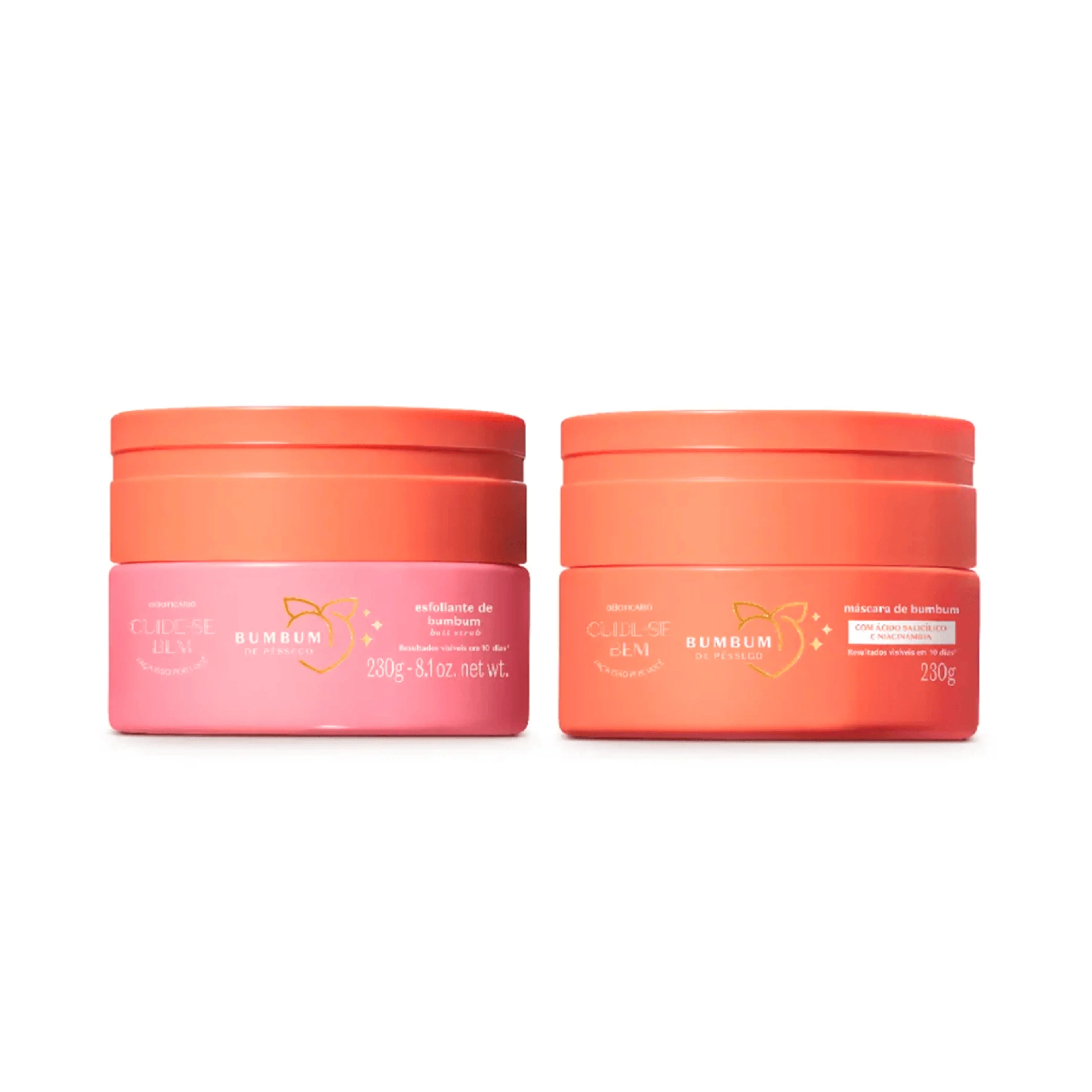 Kit O Boticário Cuide-se Bem Peach Butt Sizecrub Cream and Hydration Mask 2x230g/2x8.1 oz