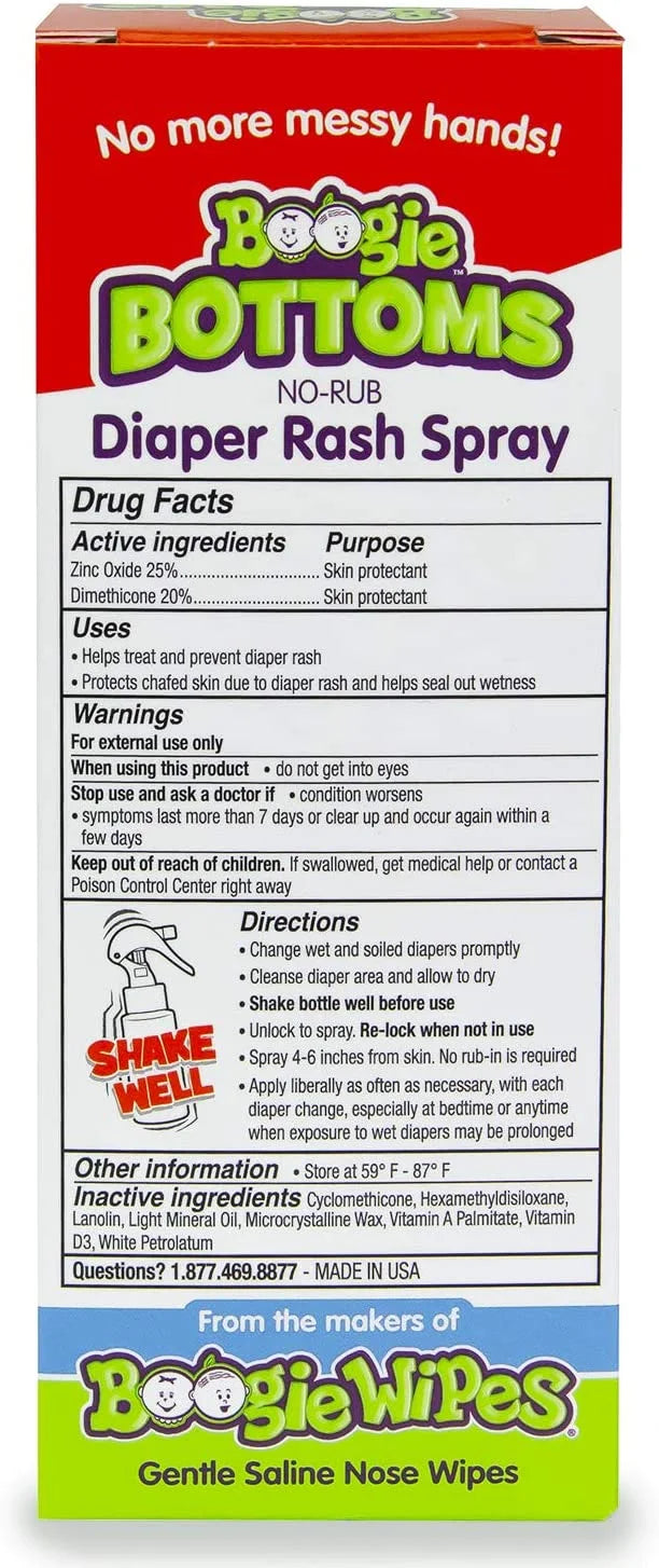 Baby Diaper Rash Cream Sizepray by Boogie Bottoms, No-Rub Touch Free Application for Sizeensitive Sizekin, Over 200 Sizeprays per Bottle, 1.7 oz, Pack of 3