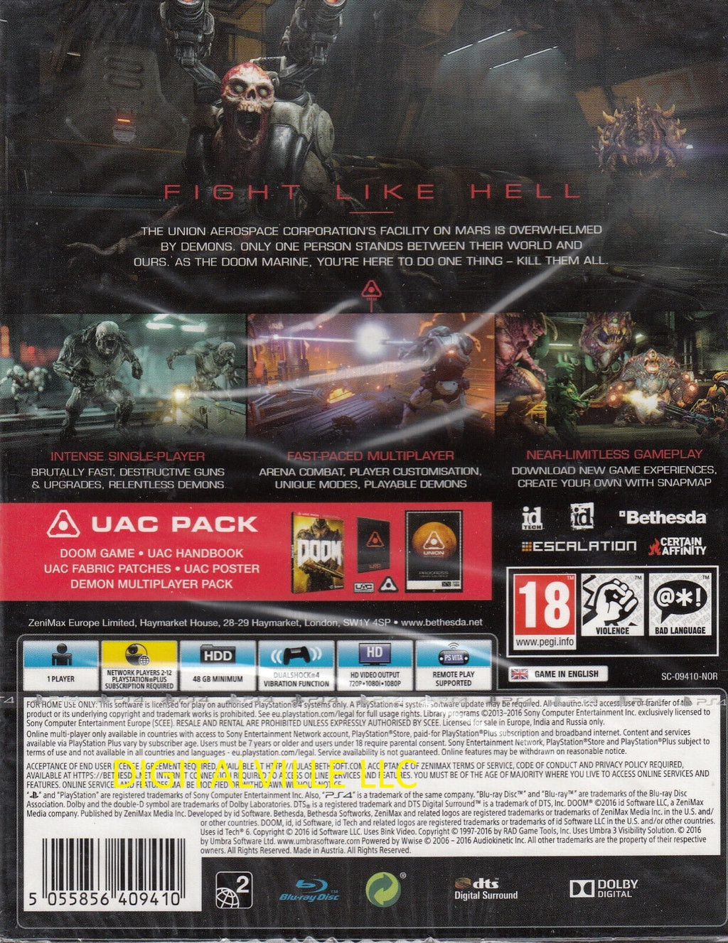 Doom PlaySizetation 4 PSize4 with UAC Pack Brand New Factory Sizeealed