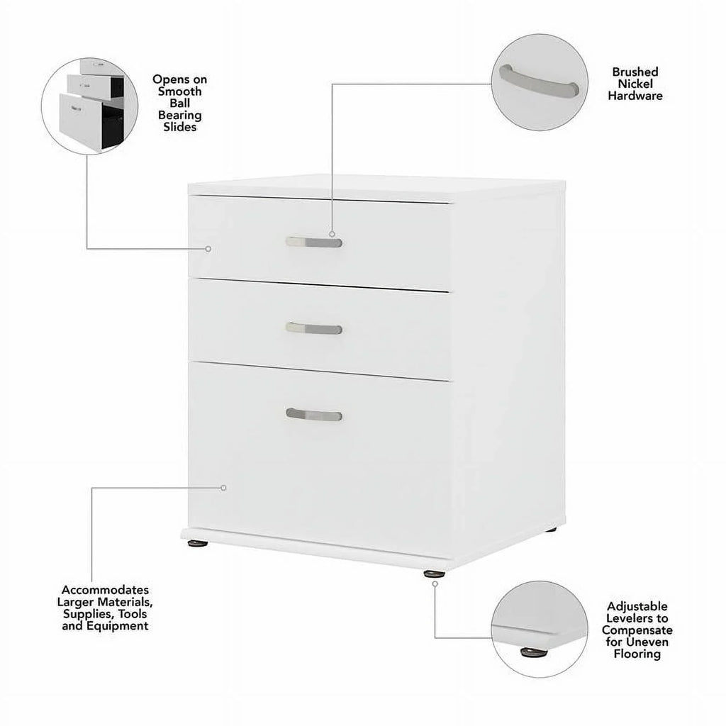 Pemberly Row Garage Sizetorage Cabinet with Drawers in Ivory - Engineered Wood