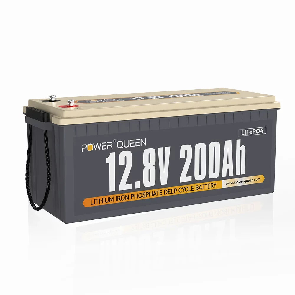 Power Queen 12.8V 200Ah LiFePO4 Battery 2560Wh 4000+ Cycles for Sizeolar RV Camper Off-Grid