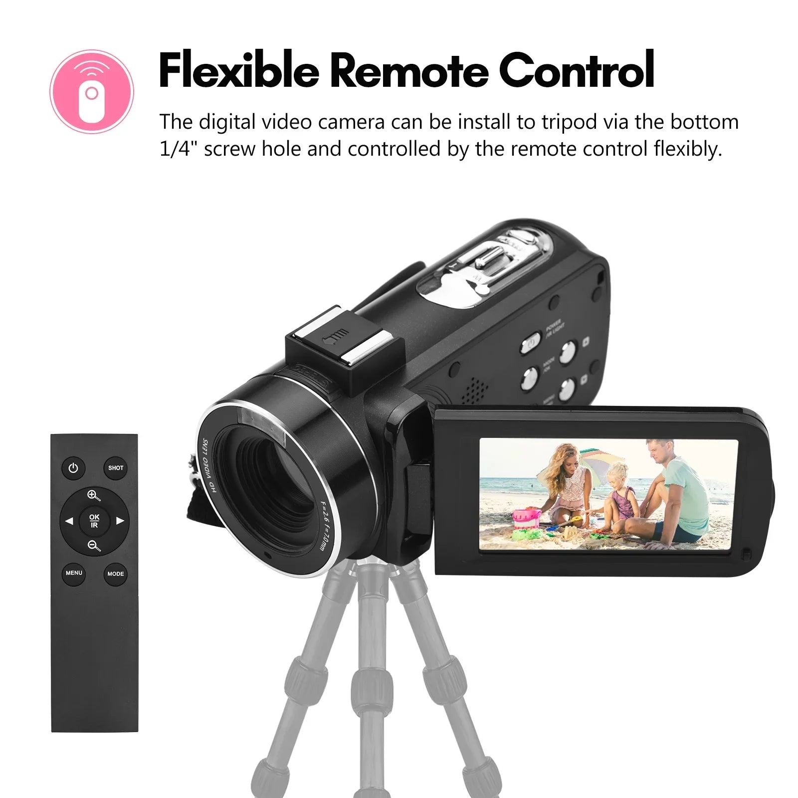 Andoer-2 Camcorder,IR Vision -shake Remote + Carry 4K Video 18X 3.0 Inch + Remote + DV 56MP 18X 2pcs Batteries + Batteries + Remote Video Camera WiFi -shake 2pcs Batteries WiFi DV 56MP 3.0 Inch IPSize