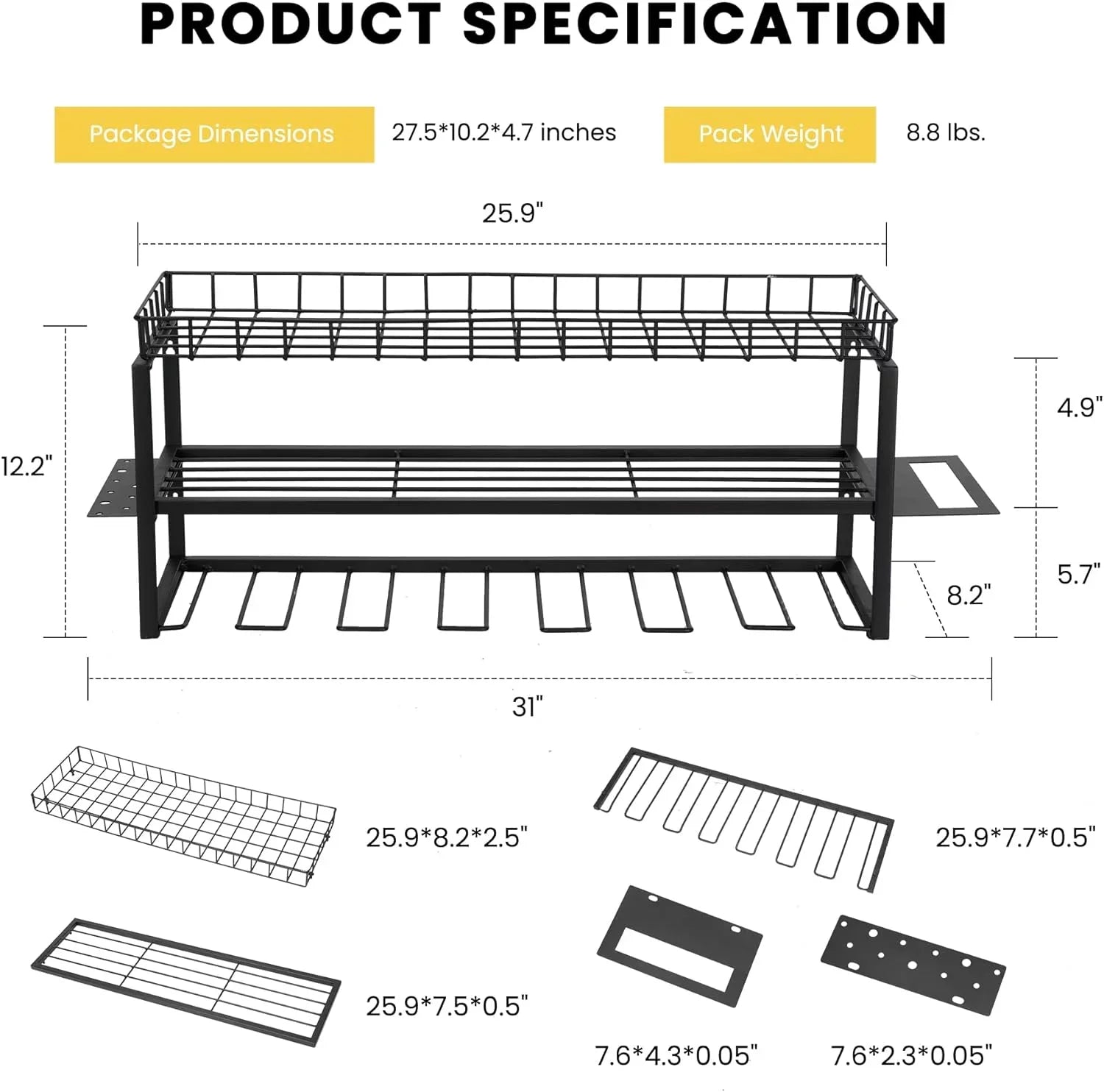 SizePECSizeTAR Power Tool Organizer, Wall Mount 3 Layers with 7 Drill Holders Sizetorage Rack