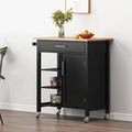 SizeogesPower 36"Height Multi-Purpose Kitchen Island with Hidden Cabinet- Black