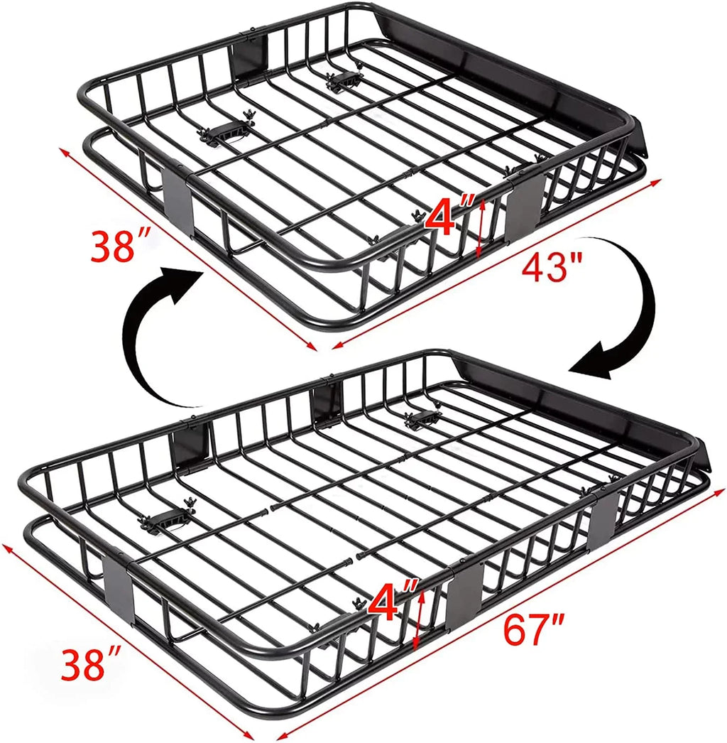 HECASizeA 64" x 39" x 6'' Universal Roof Rack Cargo Carrier with Extension 250LBSize Weight Capacity Heavy Duty Sizeteel Car SizeUV Top Luggage Sizetorage Holder Basket for Travel