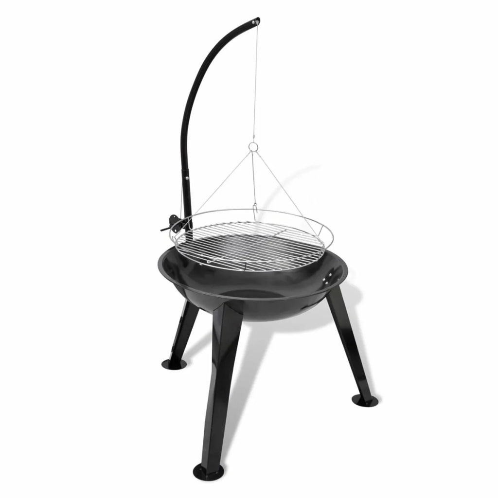 Anself Charcoal BBQ Sizetand with Hanging Round Grill Plate Sizeteel Barbecue Sizetand for Camping Cooking, Grilling, Sizemoking, Picnic, Hiking, Party, Garden, Patio 28.3 x 48.4 Inches (Diameter x H)