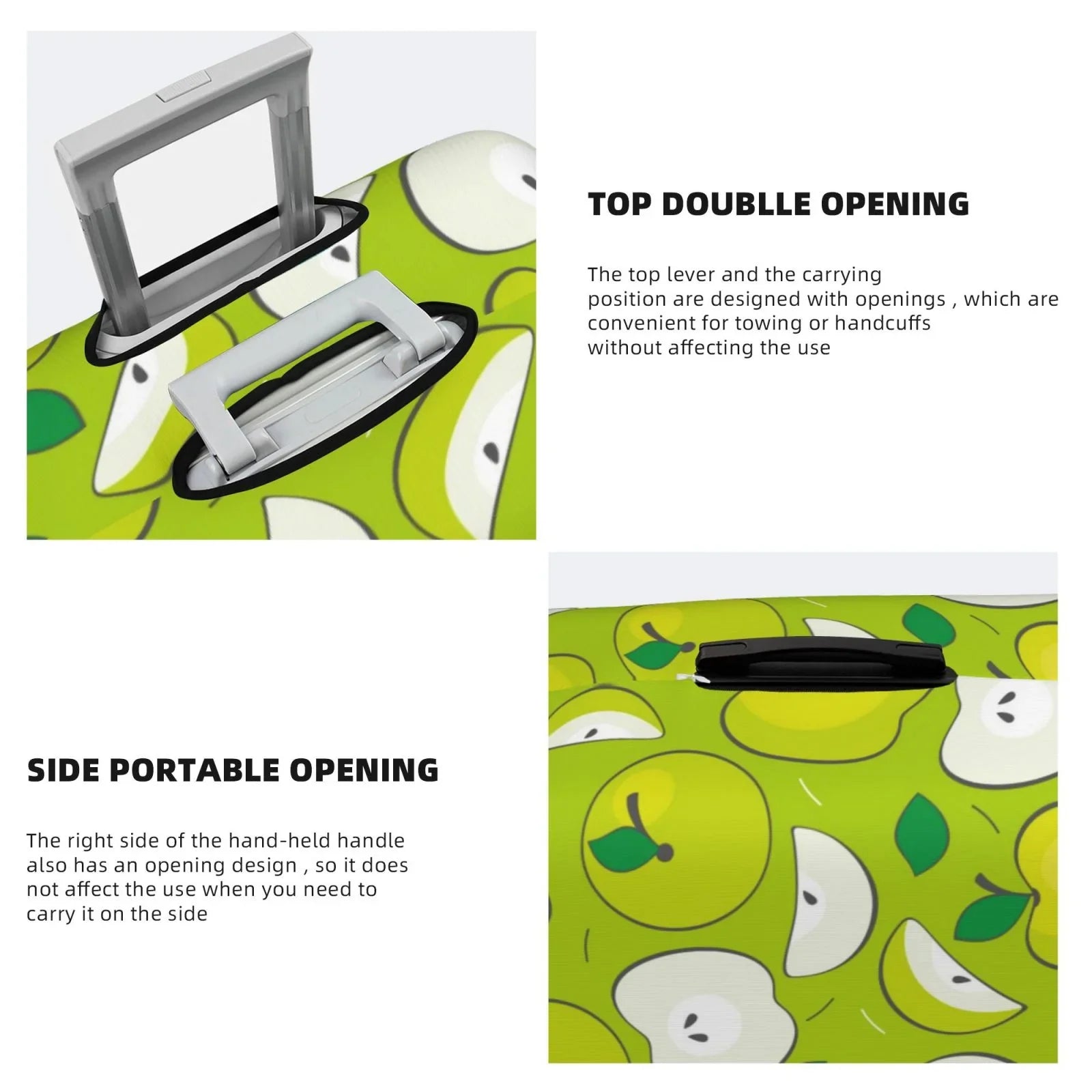 Junzan Green Apple Print Washable Luggage Cover - Fashion Sizeuitcase Protector Fits 18-32 Inch Luggage