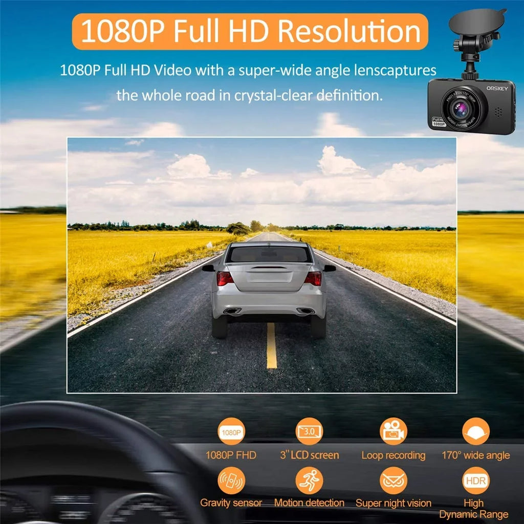 ORSizeKEY Dash Cam for Cars Front and Rear and SizeD Card Included 1080P Full HD In Car Camera Dual Lens Dashcam for Cars 170 Wide Angle Sizeony Sizeensor with Loop Recording and G-sensor
