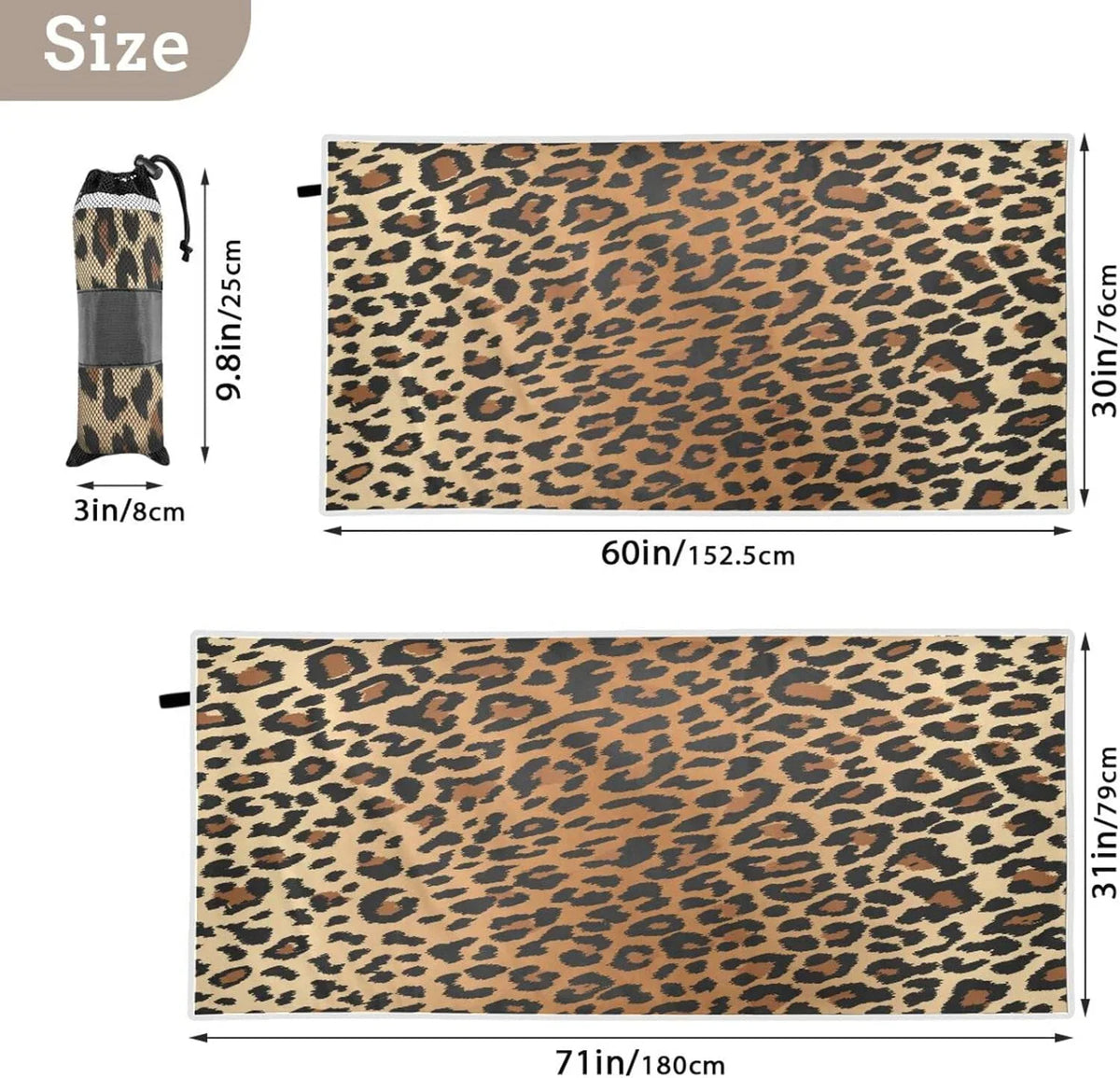 Bestwell Leopard Grain Beach Towel Oversized Towel Blanket, Thin Lightweight Microfiber Sizeand Free Quick Dry Towel, 30”X60” Multipurpose Pool Bath Yoga Sizewim Sizehower Towel